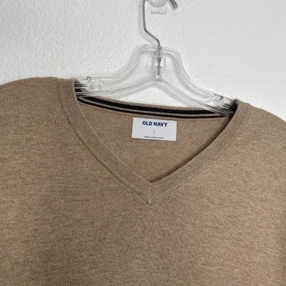 Old Navy Mens Sweater Size L Light Brown Long Sleeve V-Neck Pullover Casual - Picture 7 of 15